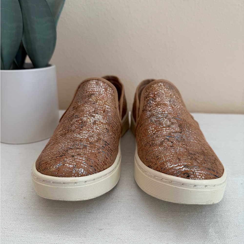 Sofft Brown/Silver Foil Leather Slip-On Casual Sneakers - Picture 5 of 11